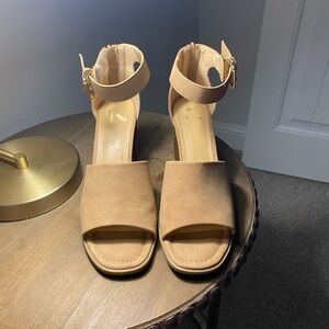 Report Tan Ankle Strap Heels